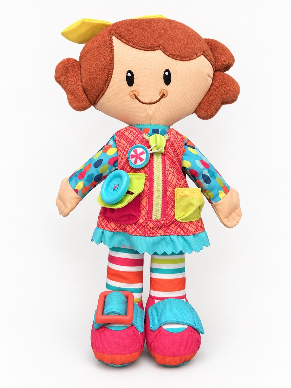 Playskool Colorful Stripe Learn to Dress Doll - Multicolor Plush Toy EUC